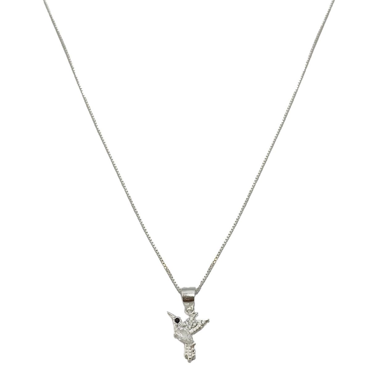 COGGIOLA - Collar Colibrí Circón Blanco Plata Fina 925