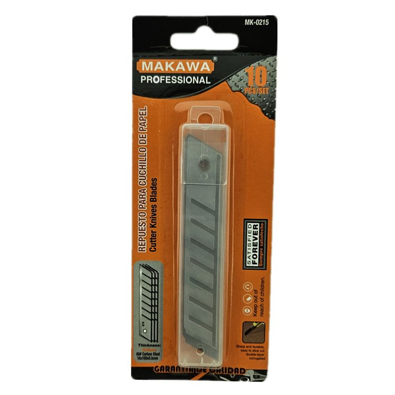 MAKAWA - 10x Repuesto Hoja Cuchillo Cartonero Corta Cartón 18mm Mk