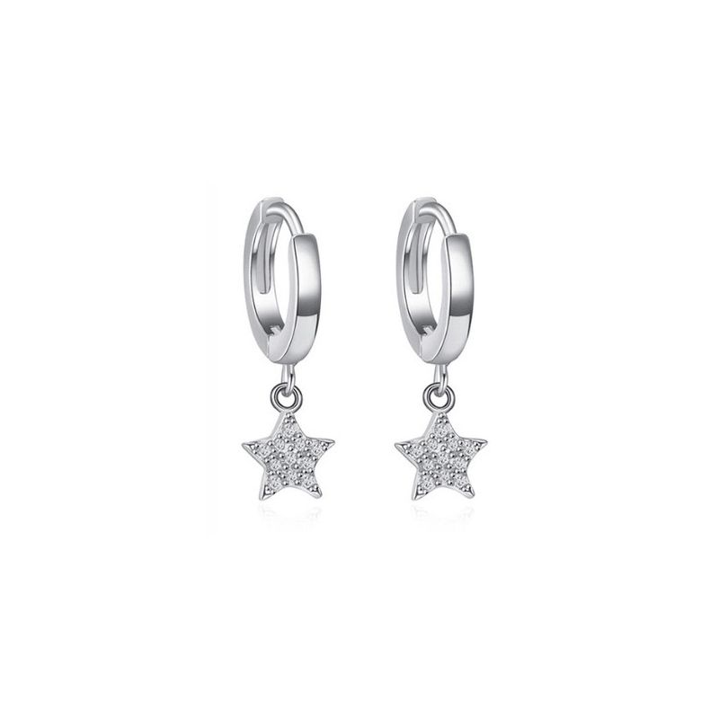 GENERICO - Argolla Estrellas con Circones Silver - Azul Zafira