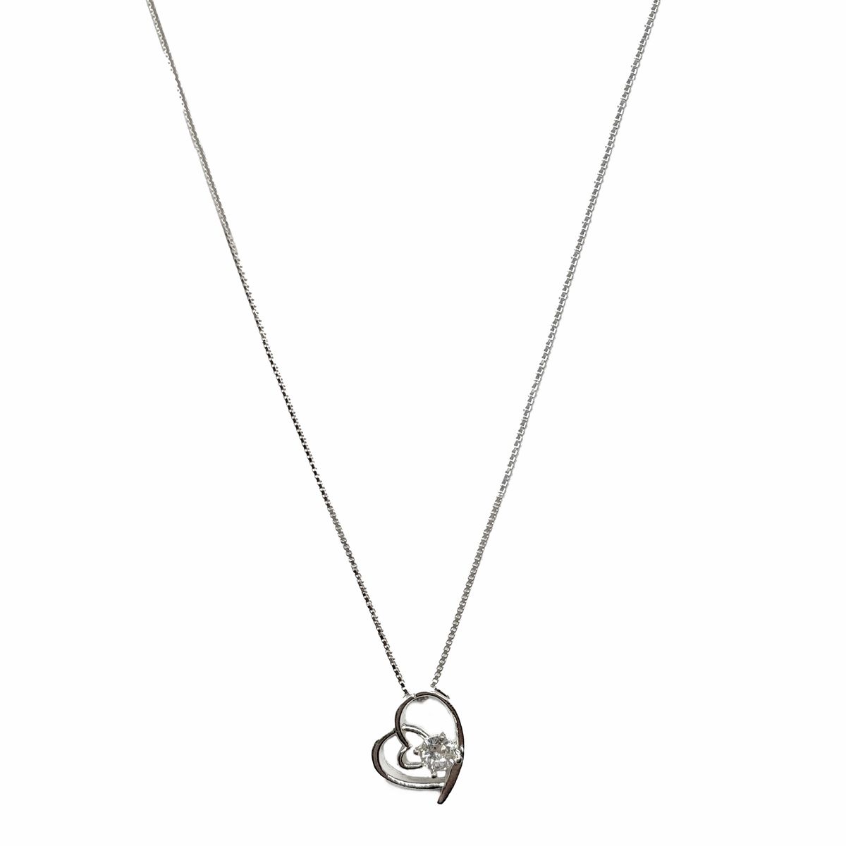 COGGIOLA - Collar Corazón Circón 45cm Plata Fina 925