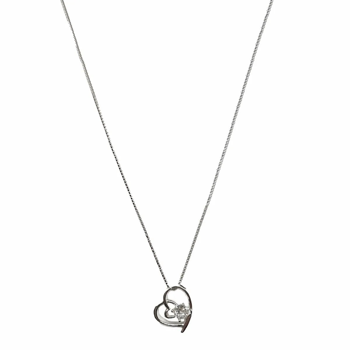 COGGIOLA - Collar Corazón Circón 45cm Plata Fina 925