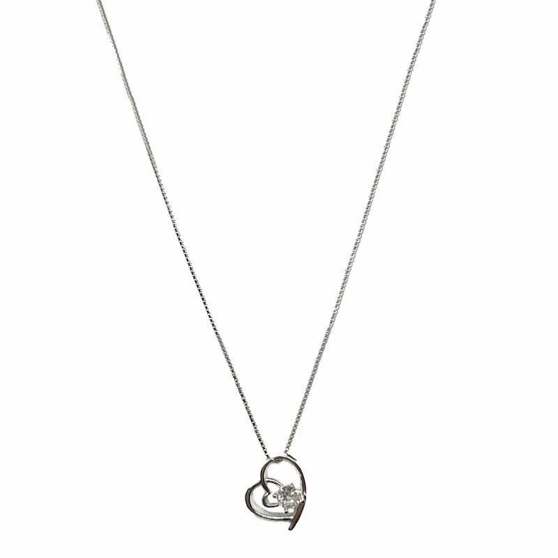 ANDREA COGGIOLA JOYAS - Collar Corazón Circón 45cm Plata Fina 925