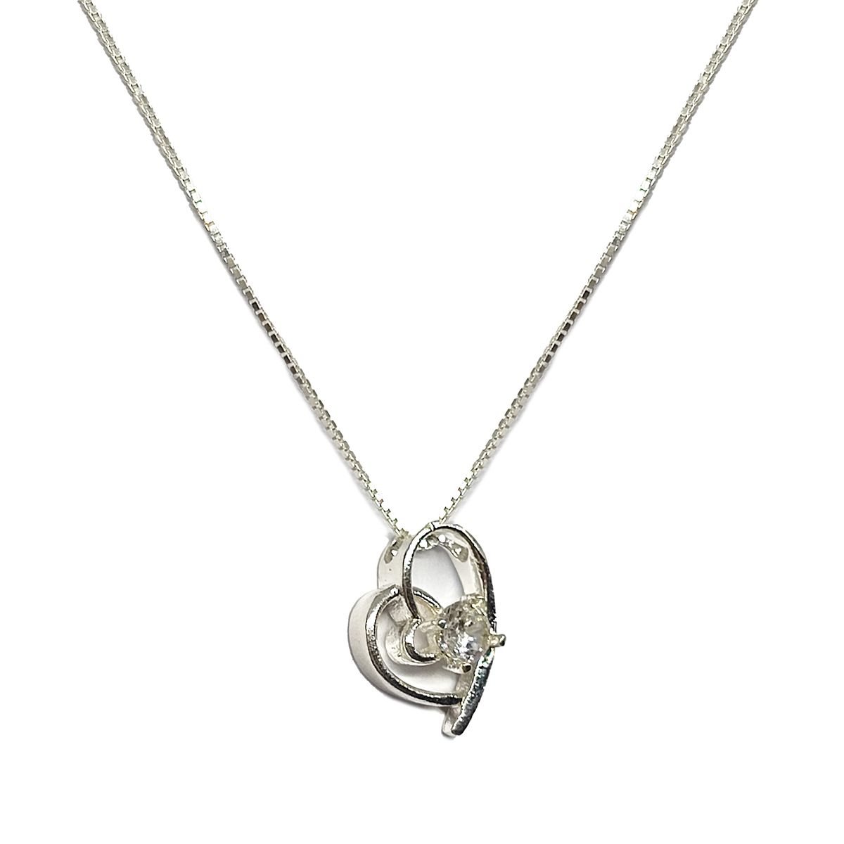 COGGIOLA - Collar Corazón Circón 45cm Plata Fina 925