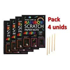 GENERICO - Pack 4 Libretas Raspable Mágicas de Dibujo