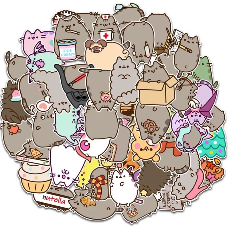 GENERICO - Set 50 stickers gato kawaii pegatinas decorativas