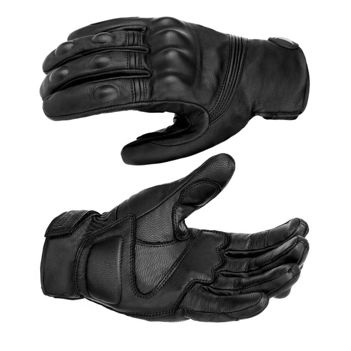 MOTOWOLF - Guantes de Cuero Genuino Cálidos  Negros Para Invierno Motowolf 0303B