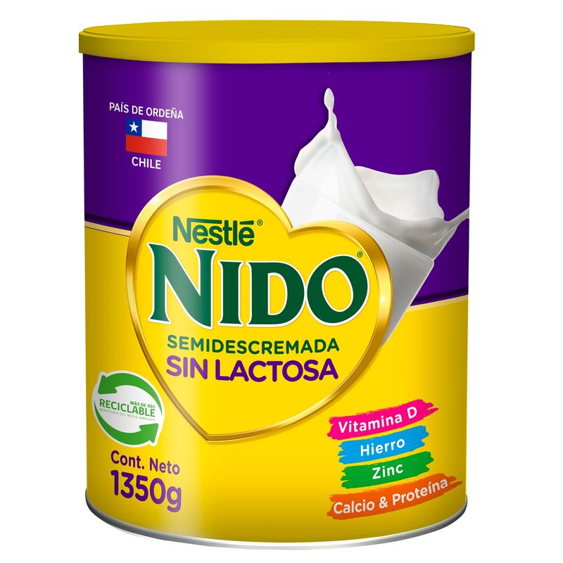 NIDO - Leche En Polvo Nido® Semidescremada Sin Lactosa Tarro 1350g