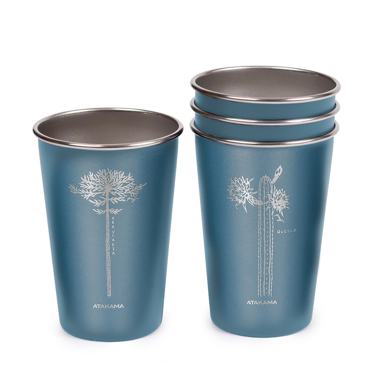 ATAKAMA OUTDOOR - Set De 4 Vasos Camping Atakama Outdoor - 480 ml - Flora