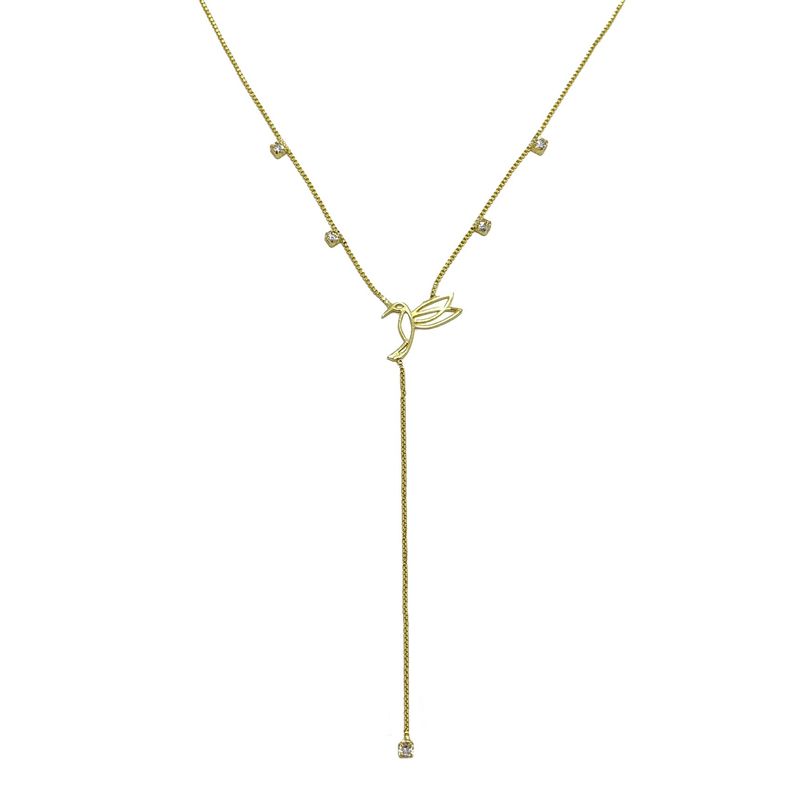 ANDREA COGGIOLA JOYAS - Collar Colibrí Circón Enchapado Oro 18K