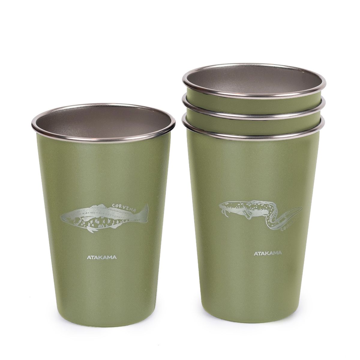 ATAKAMA OUTDOOR - Set De 4 Vasos Camping Atakama Outdoor - 480 ml - Peces