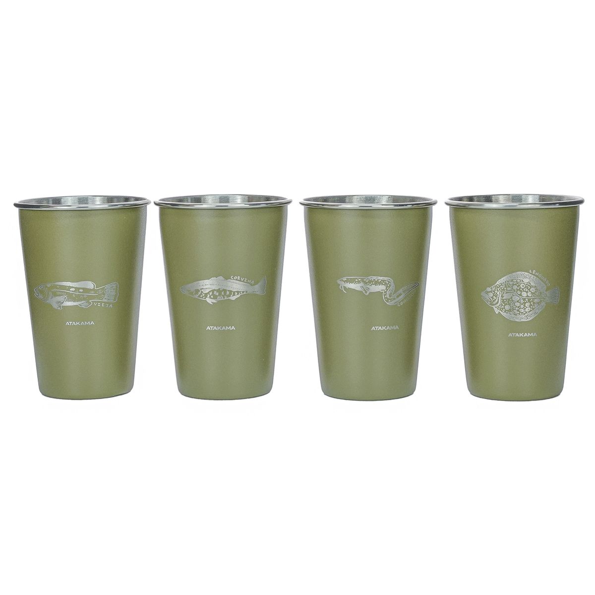 ATAKAMA OUTDOOR - Set De 4 Vasos Camping Atakama Outdoor - 480 ml - Peces