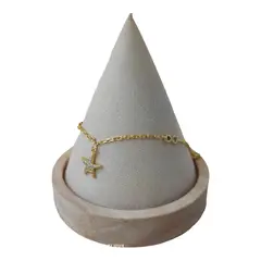 GENERICO - Tobillera infinitos estrella circones de plata 925 bañada en oro 18 k