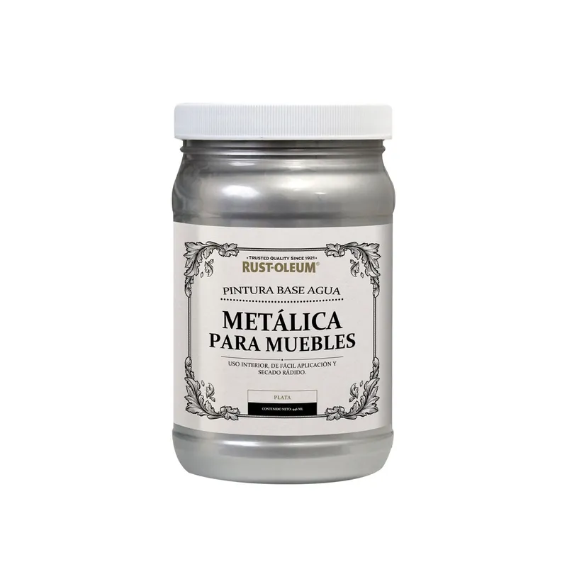 RUST OLEUM - Pintura metálica para muebles plata satinado