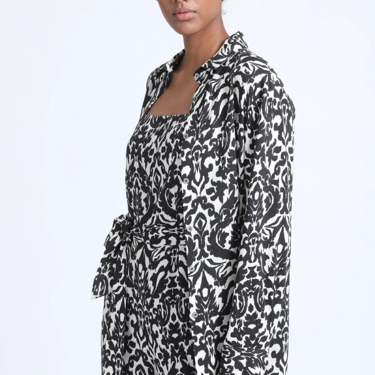 LIOLA - Camisa Larga Estampada Negro Liola