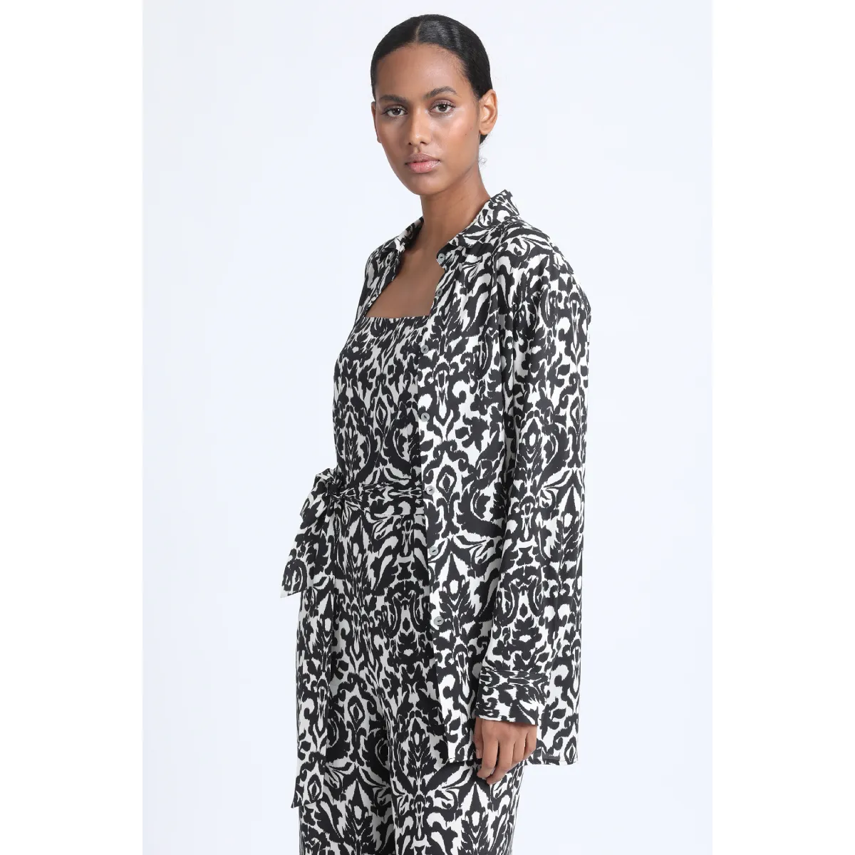 LIOLA - Camisa Larga Estampada Negro Liola