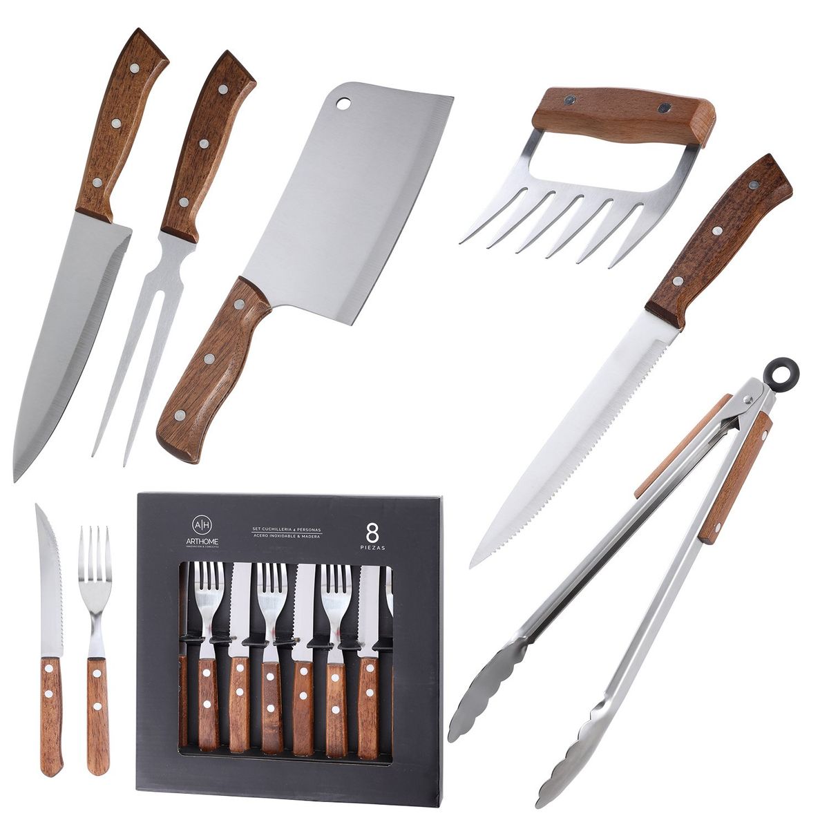 ARTHOME - Set Parrilla 14 Piezas Acero Inoxidable Arthome PAR47