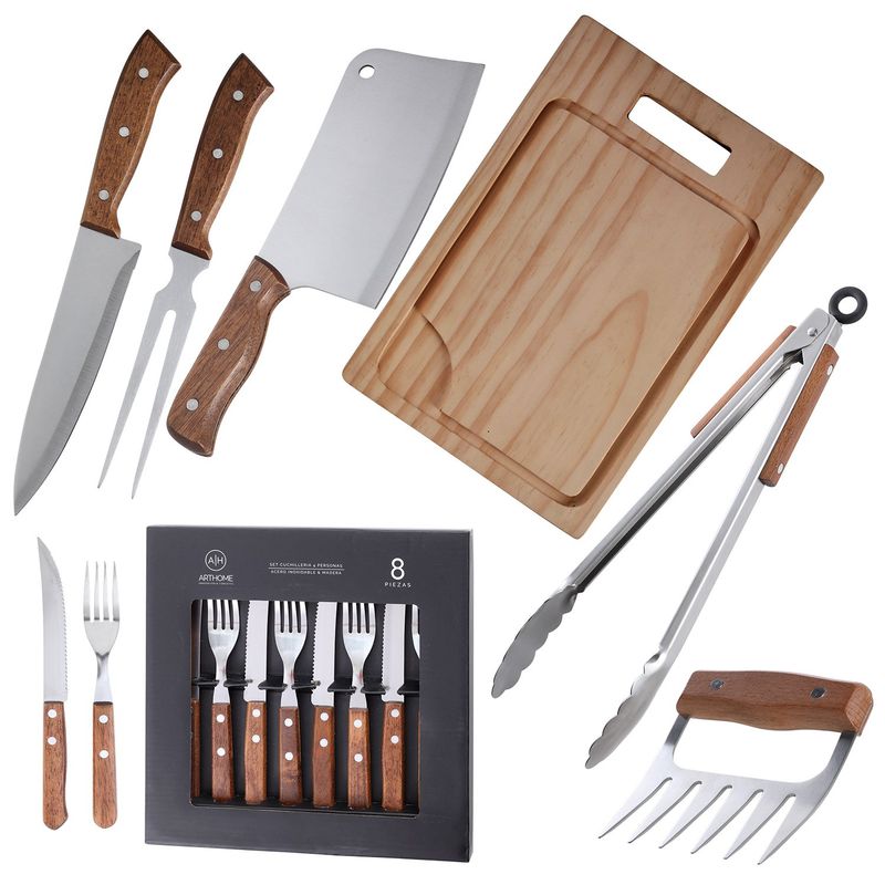 ARTHOME - Set Parrilla 14 Piezas Acero Inoxidable Arthome PAR49