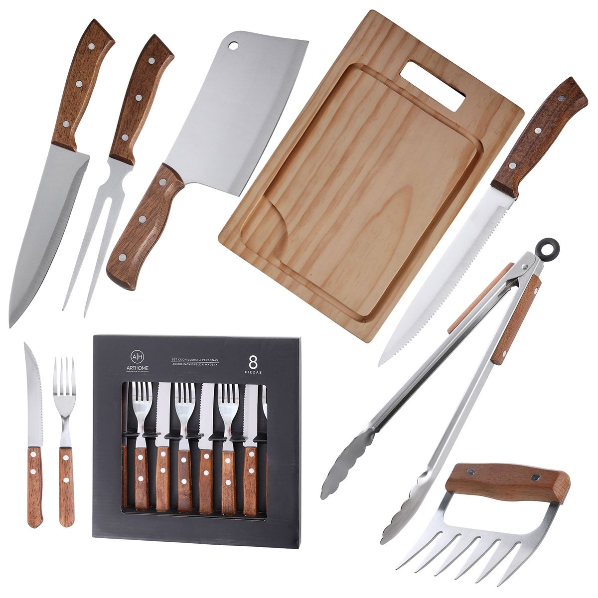 ARTHOME - Set Parrilla 15 Piezas Acero Inoxidable Arthome PAR50