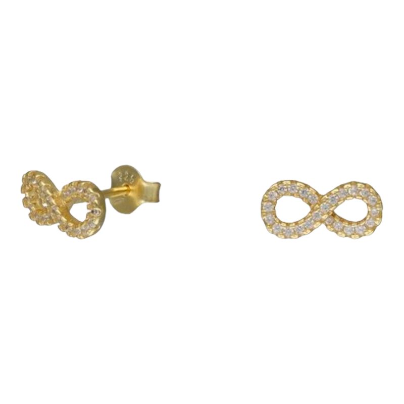 GENERICO - Aros infinito circones de plata 925 bañados en oro 18 k