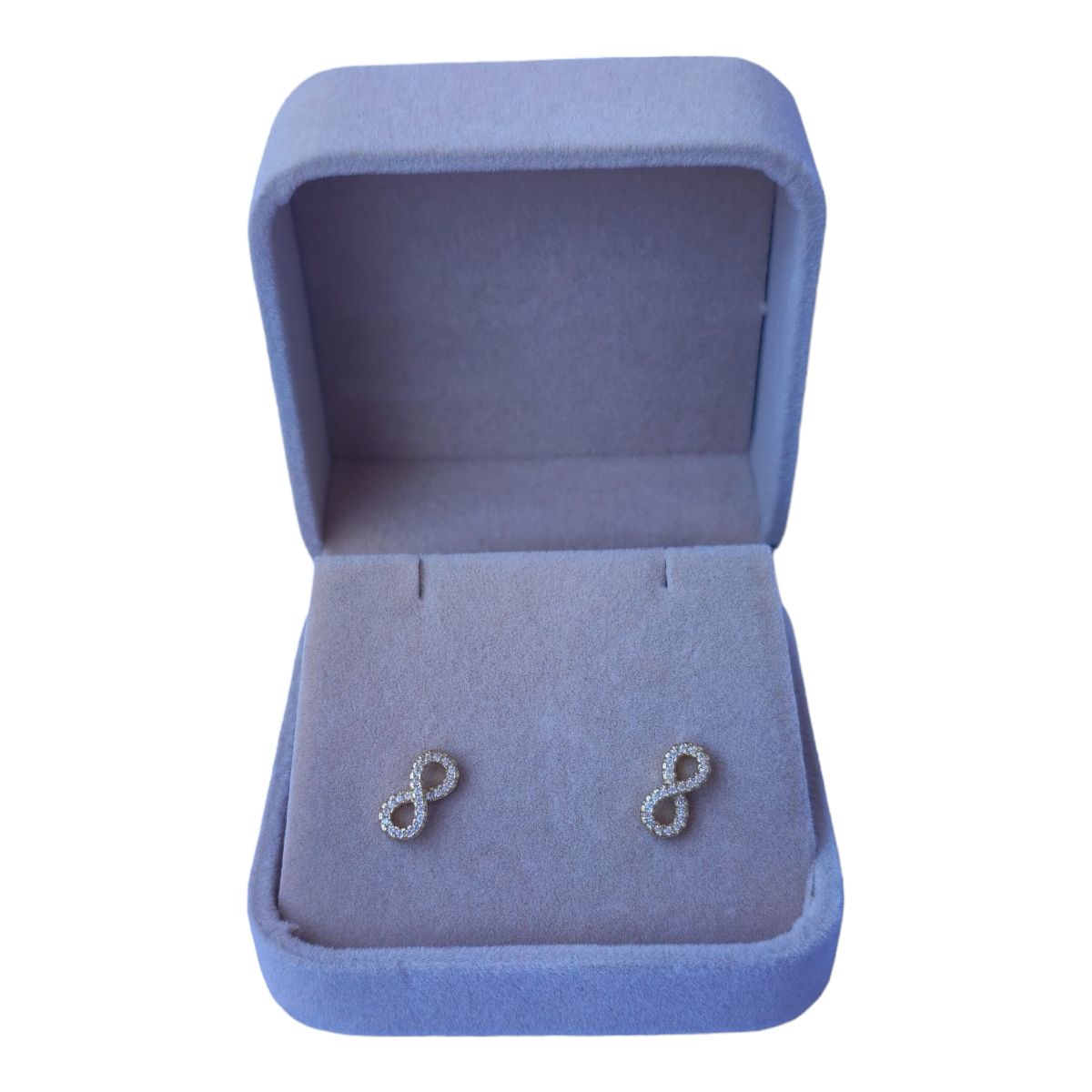 GENERICO - Aros infinito circones de plata 925 bañados en oro 18 k