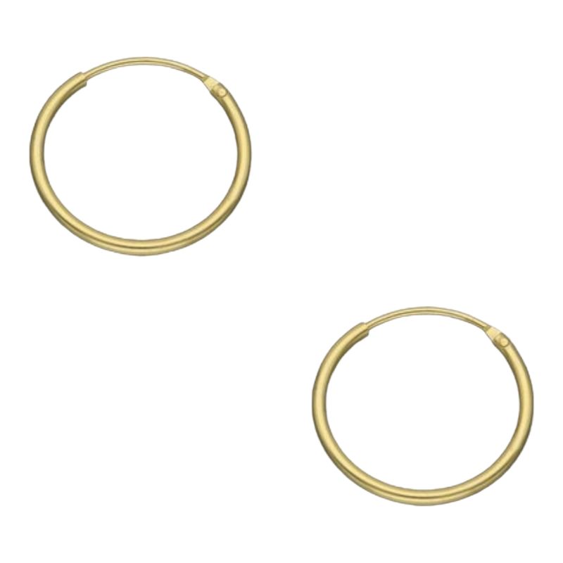 GENERICO - Aros argolla lisa 18 mm de plata 925 bañados en oro de 18 k