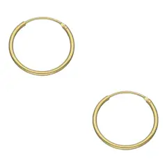 GENERICO - Aros argolla lisa 18 mm de plata 925 bañados en oro de 18 k