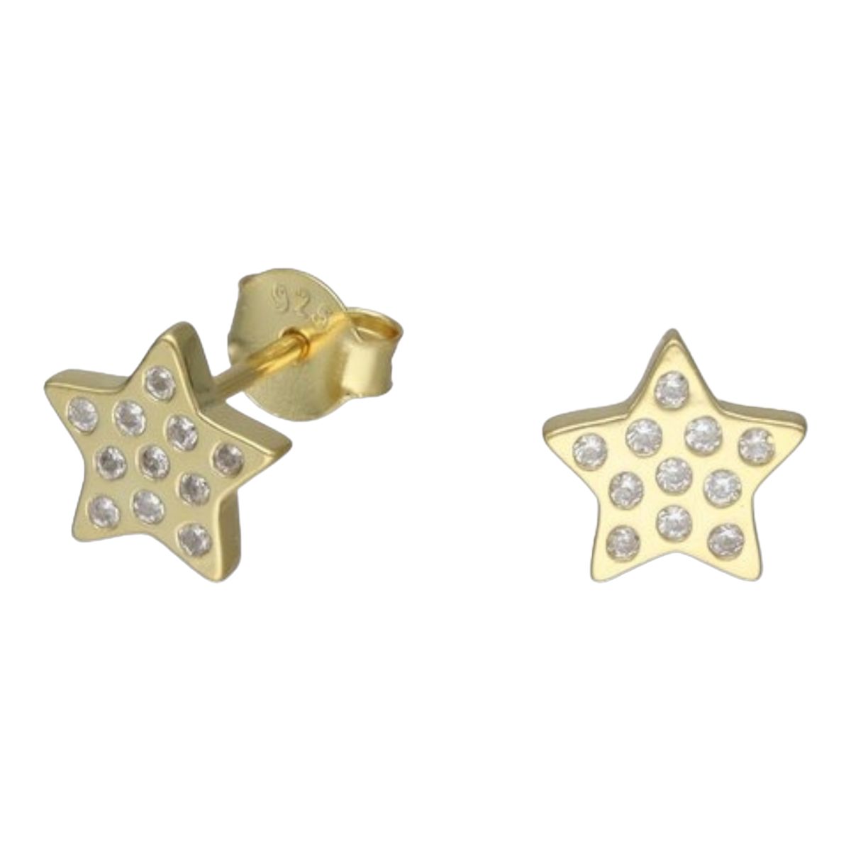 GENERICO - Aro estrellas circones de plata 925 bañado en oro de 18 k