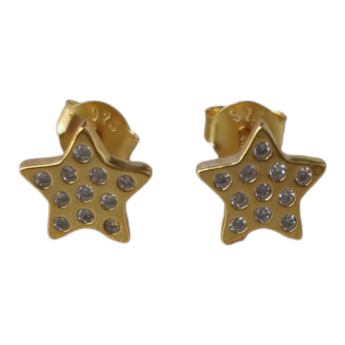 GENERICO - Aro estrellas circones de plata 925 bañado en oro de 18 k