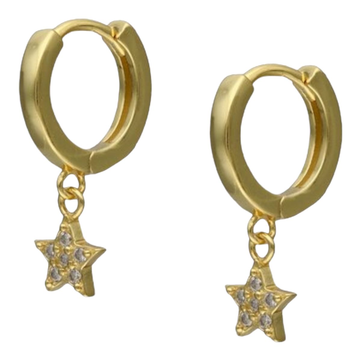 GENERICO - Argolla huggie estrella circones de plata 925 bañados en oro de 18k