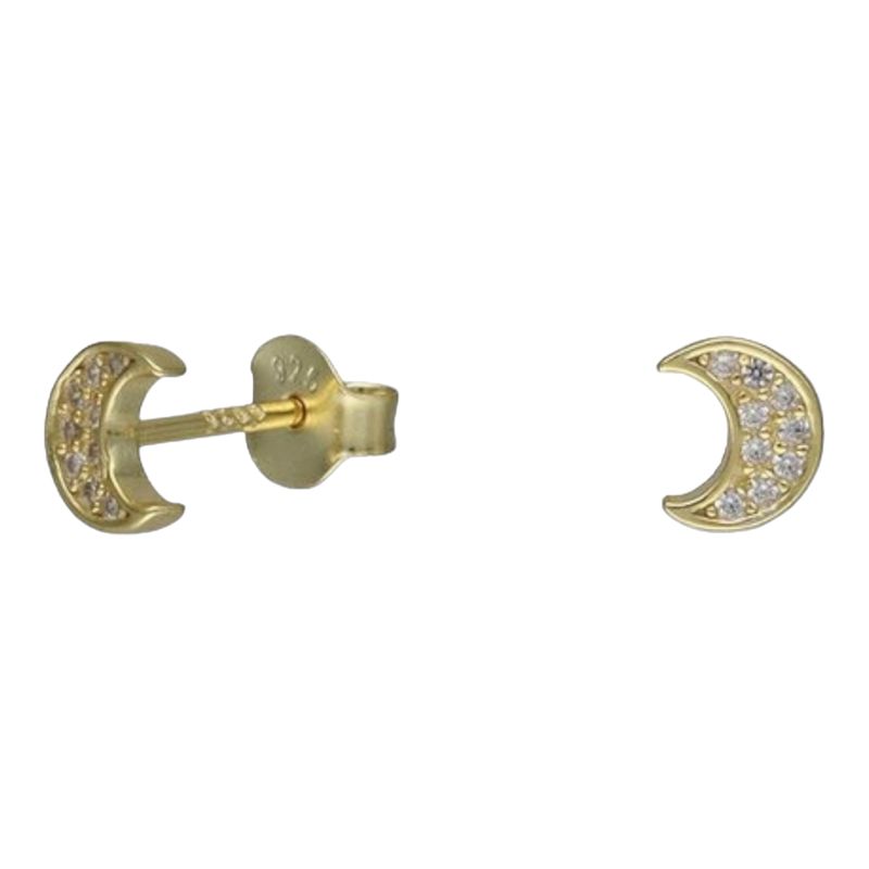 GENERICO - Aro media luna circones de plata 925 bañados en oro de 18 k