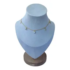 GENERICO - Collar media luna estrella corazón circones de plata 925 baño oro 18k