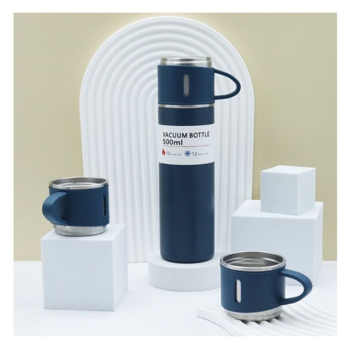 GENERICO - Set Termo Para Agua Caliente Termo Cafe + 2 Tazas 500 Ml