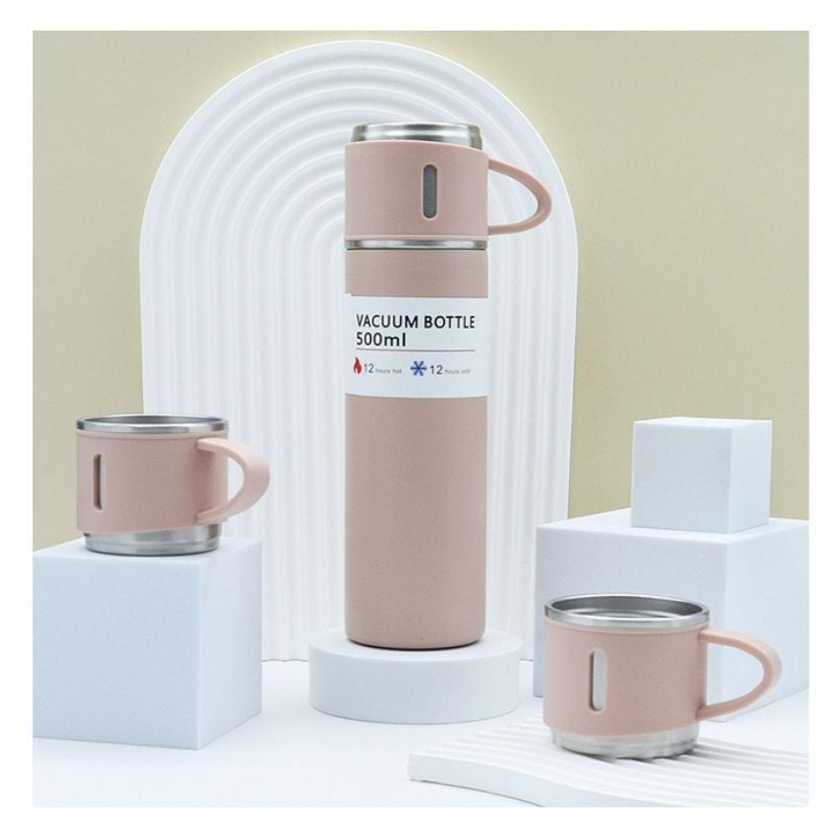 GENERICO - Set Termo Para Agua Caliente Termo Cafe + 2 Tazas 500 Ml