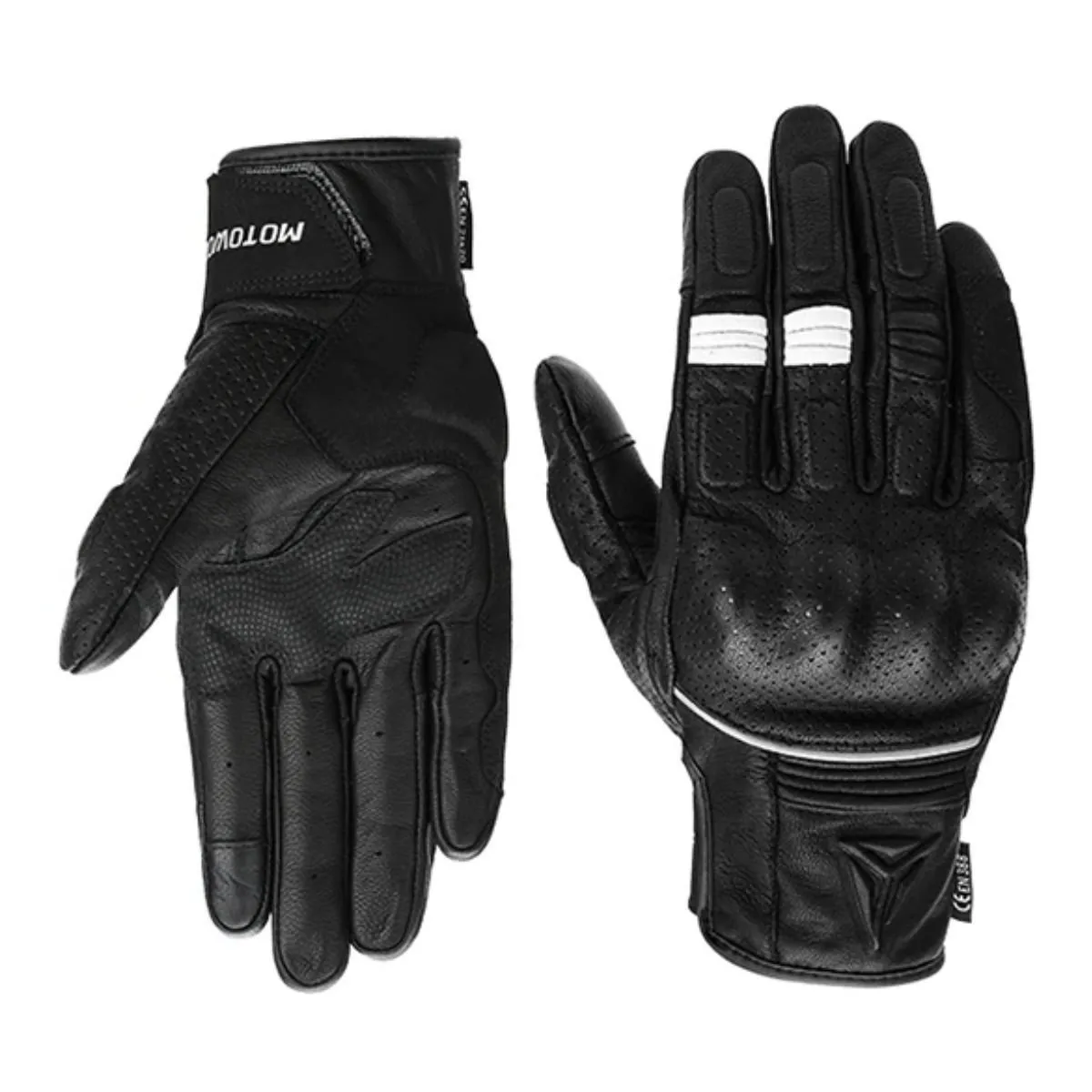 MOTOWOLF - Guantes de Cuero Genuino Cálidos  Negros Para Invierno Motowolf 0329