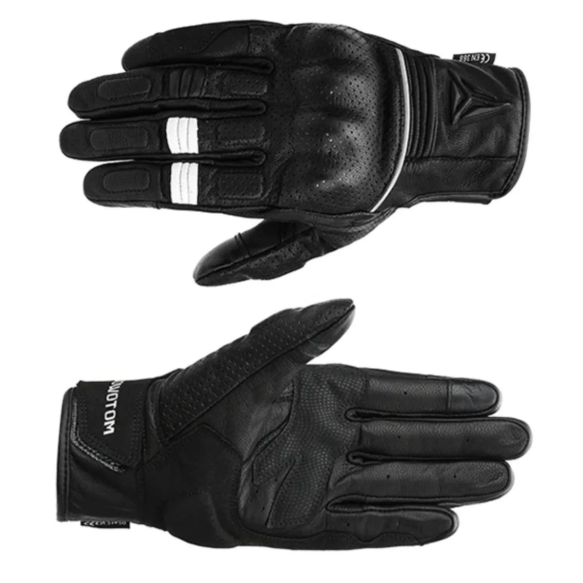 MOTOWOLF - Guantes de Cuero Genuino Cálidos  Negros Para Invierno Motowolf 0329