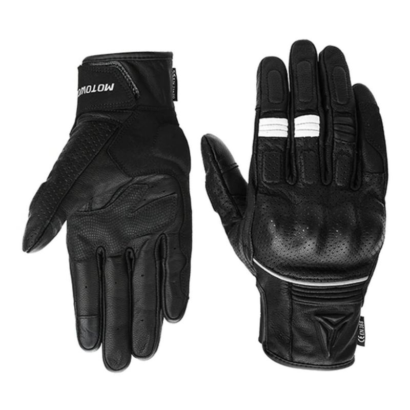 MOTOWOLF - Guantes de Cuero Genuino Cálidos  Negros Para Invierno Motowolf 0329