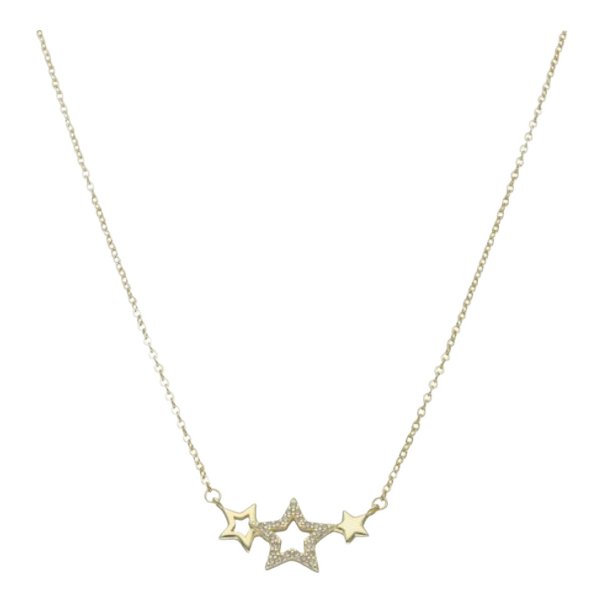 GENERICO - Collar estrellas circones de plata 925 bañado en oro de 18 k