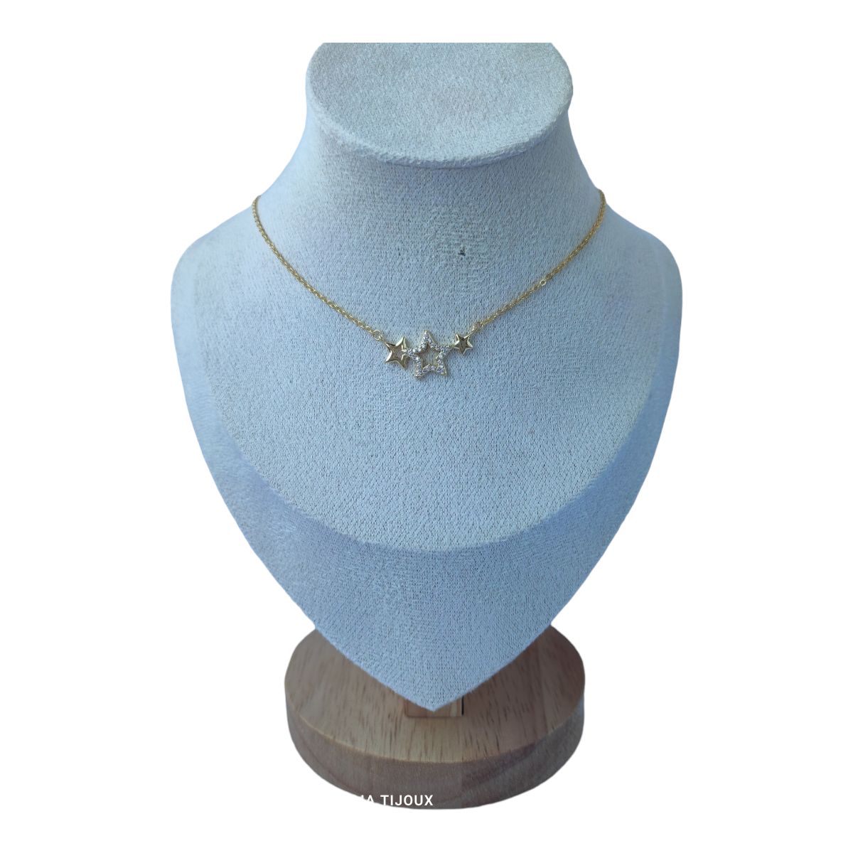 GENERICO - Collar estrellas circones de plata 925 bañado en oro de 18 k