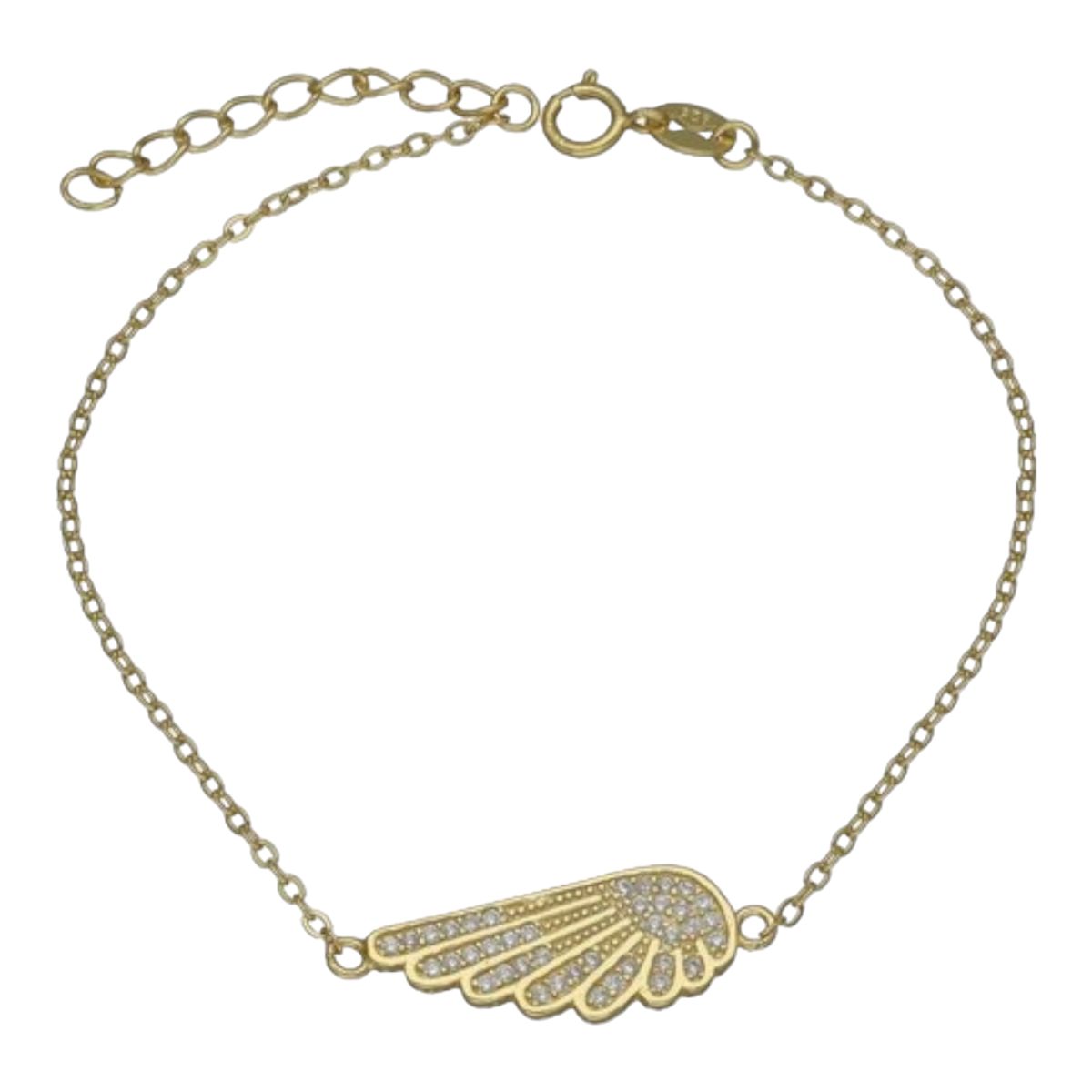 GENERICO - Pulsera ala circones de plata 925 bañada en oro 18 k