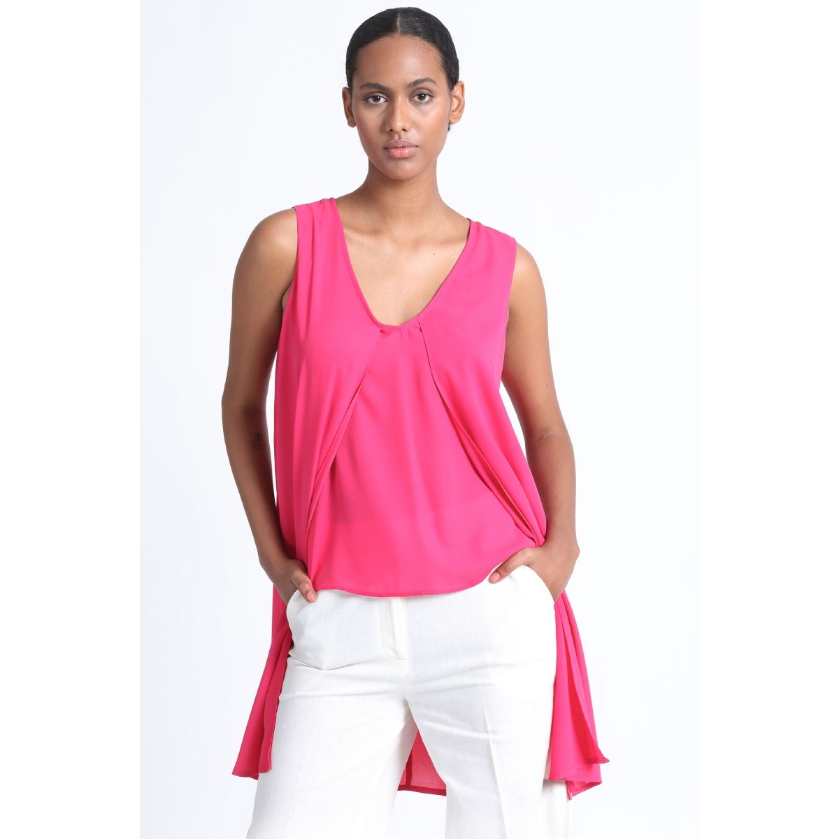LIOLA - Blusa Doble Capa Fucsia Liola