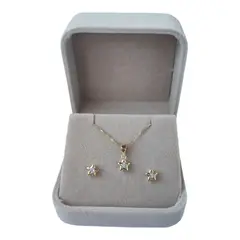 GENERICO - Conjunto estrella circón de plata 925 bañado en oro de 18 k