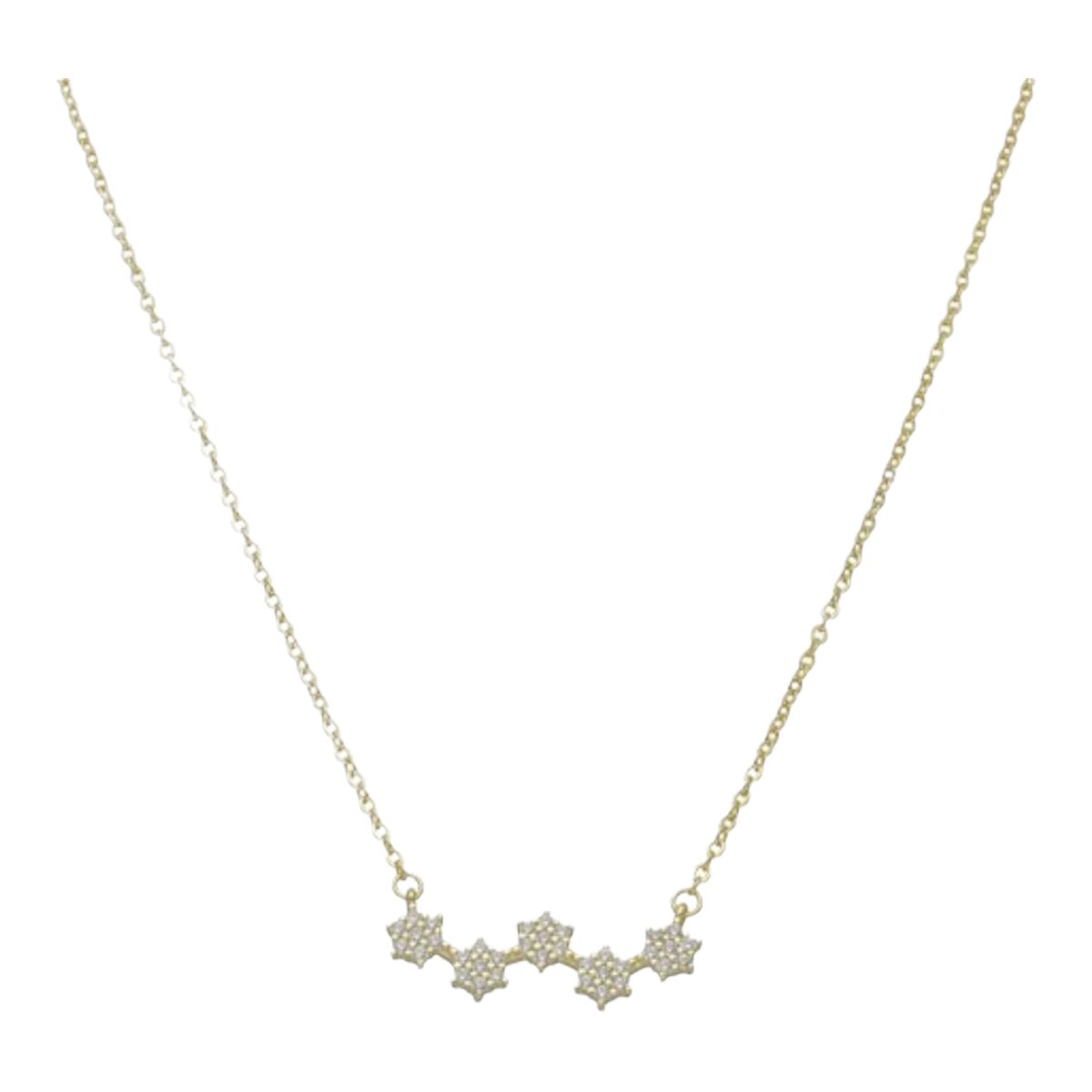 GENERICO - Collar estrellas circones de plata 925 bañado en oro de 18 k