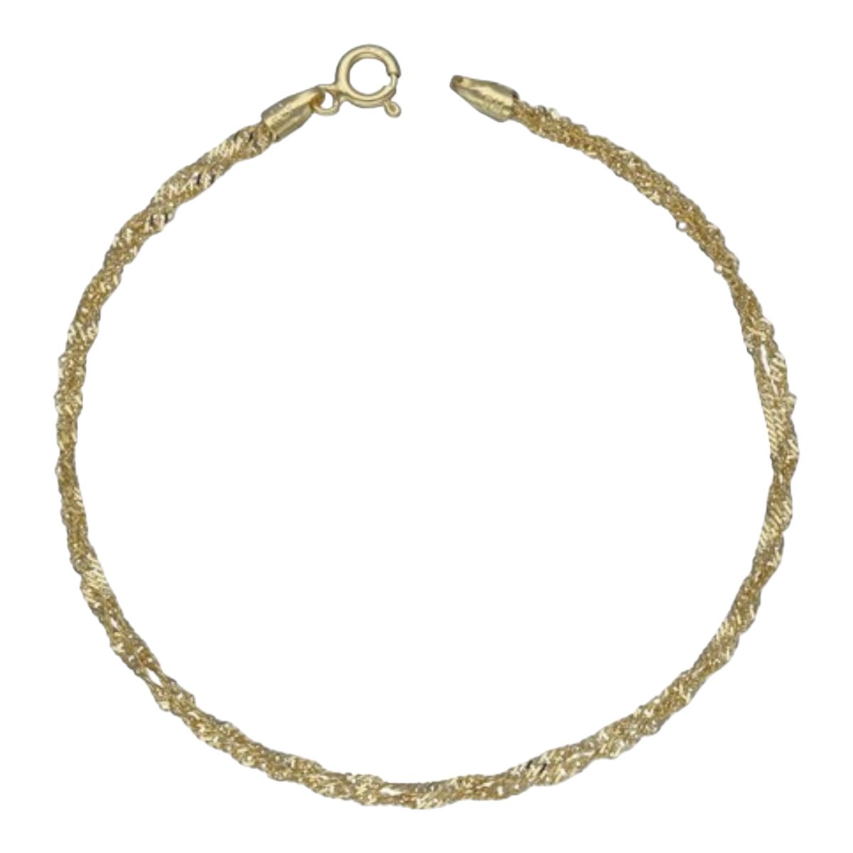 GENERICO - Pulsera doble Singapur de plata 925 bañada en oro de 18 k
