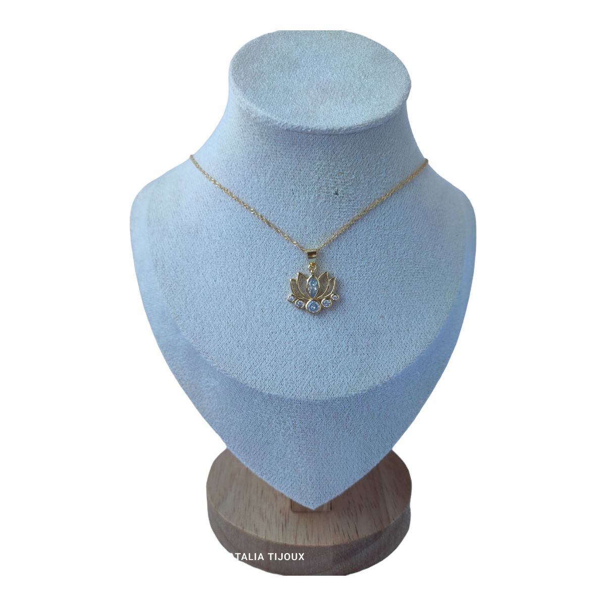 GENERICO - Collar flor de loto circones de plata 925 bañado en oro de 18 k