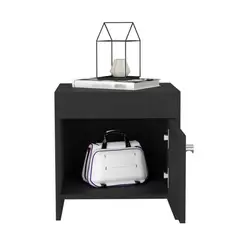 FMFURNITURE - Velador 1 Puerta - Negro 41.6x40x35.2 cm
