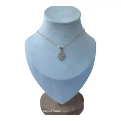 GENERICO - Collar mano de fatima circones de plata 925 bañado en oro de 18 k