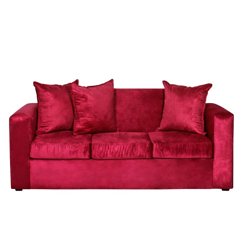 DECOOUTLET - Sofá Turín 3 Cuerpos Felpa Burdeo