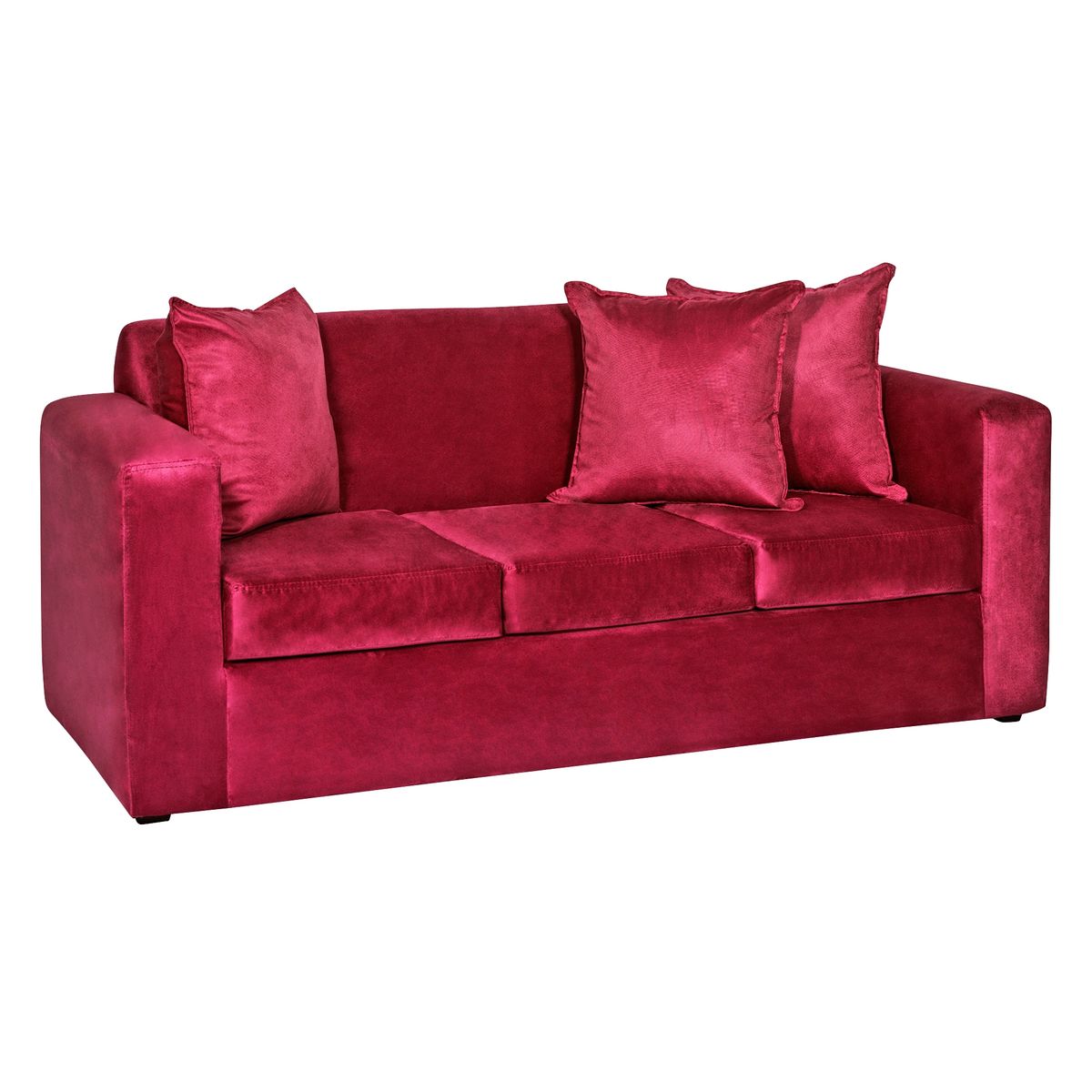 DECOOUTLET - Sofá Turín 3 Cuerpos Felpa Burdeo