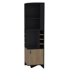 FMFURNITURE - Bar Esquinero 8 Botelleros Y Portacopas Fm-011N - Negro