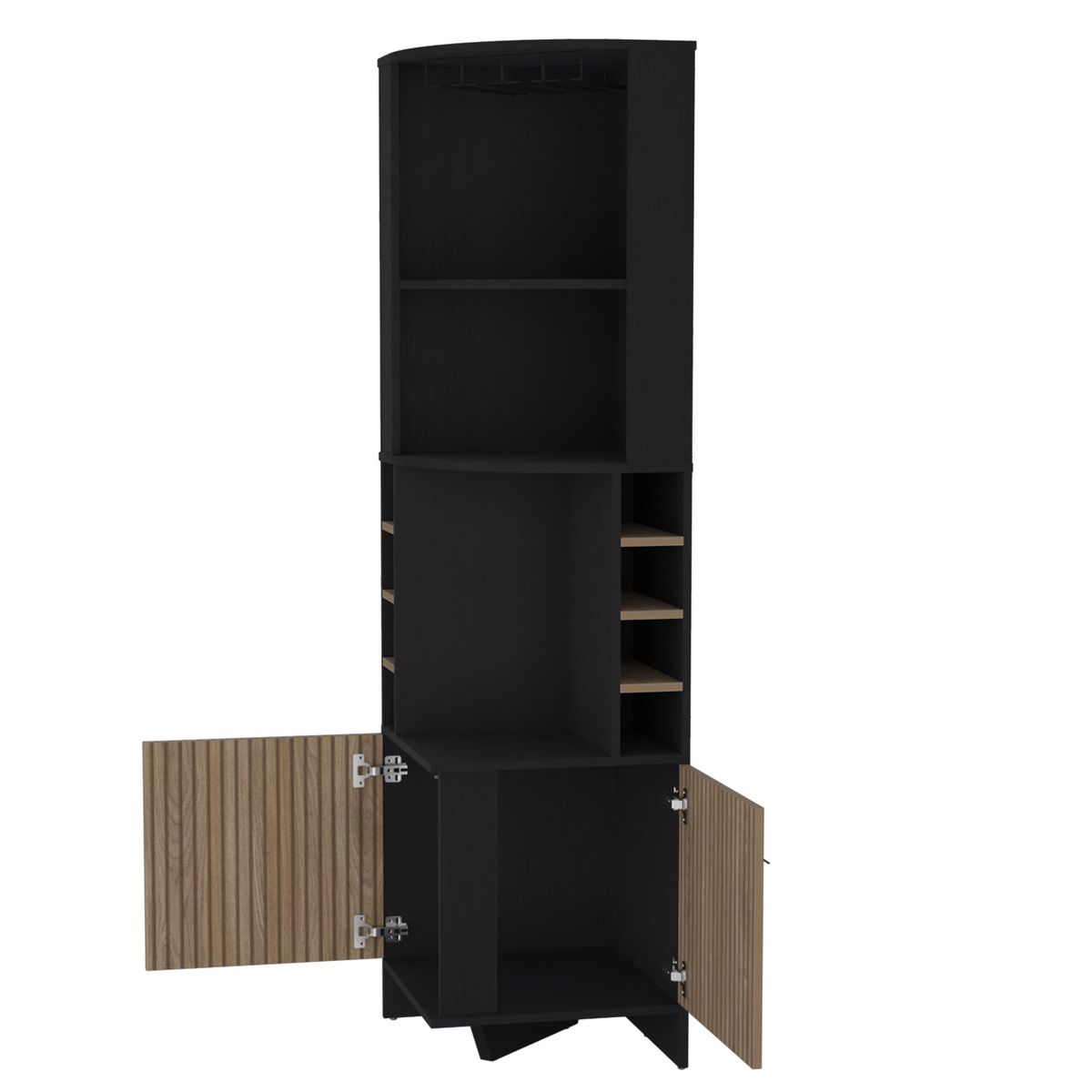 FMFURNITURE - Bar Esquinero 8 Botelleros Y Portacopas Fm-011N - Negro